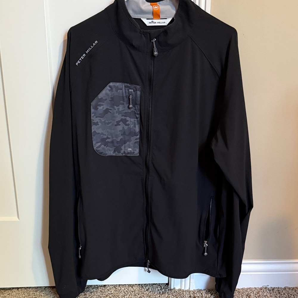 Peter Millar Black Windbreaker with Camo Accent